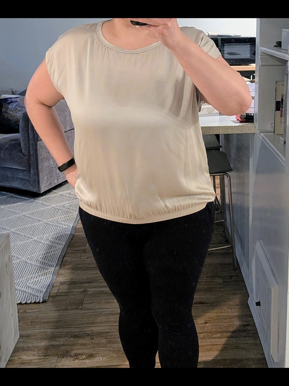 Lafayette 148 Women's Cream Short-Sleeve Blouson Top